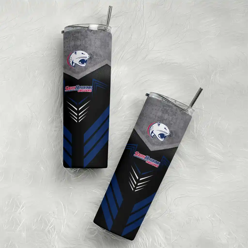 customized-south-alabama-jaguars-hexagon-honeycomb-blue-black-skinny-tumbler-top-rated.webp