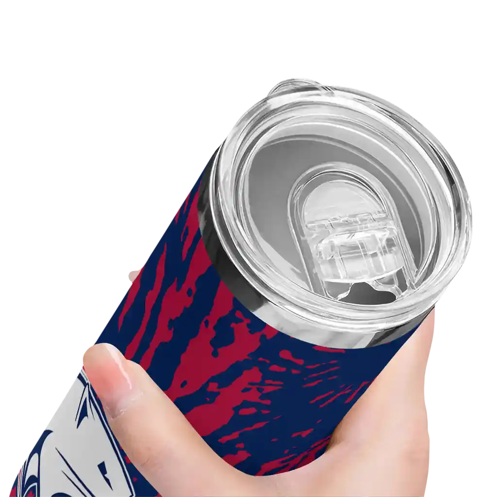 customized-south-alabama-jaguars-metallic-grid-blue-skinny-tumbler-high-quality.webp