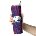 customized-south-alabama-jaguars-metallic-grid-blue-skinny-tumbler-best-selling.webp