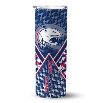 Customized South Alabama Jaguars Monogram Burst Blue White Skinny Tumbler