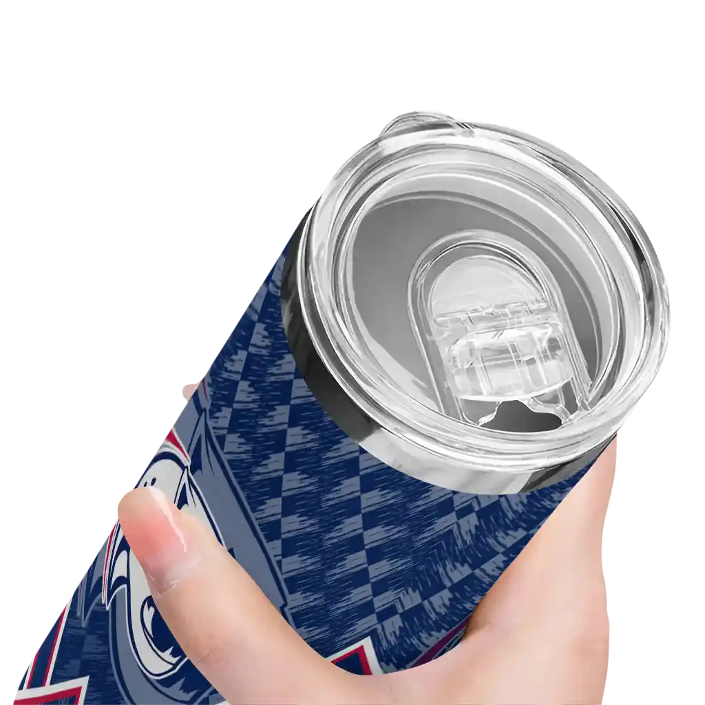 customized-south-alabama-jaguars-monogram-burst-blue-white-skinny-tumbler-high-quality.webp