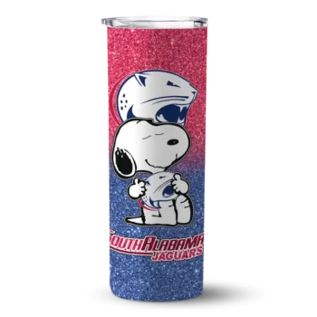 Customized South Alabama Jaguars Snoopy Attitude Blue Skinny Tumbler