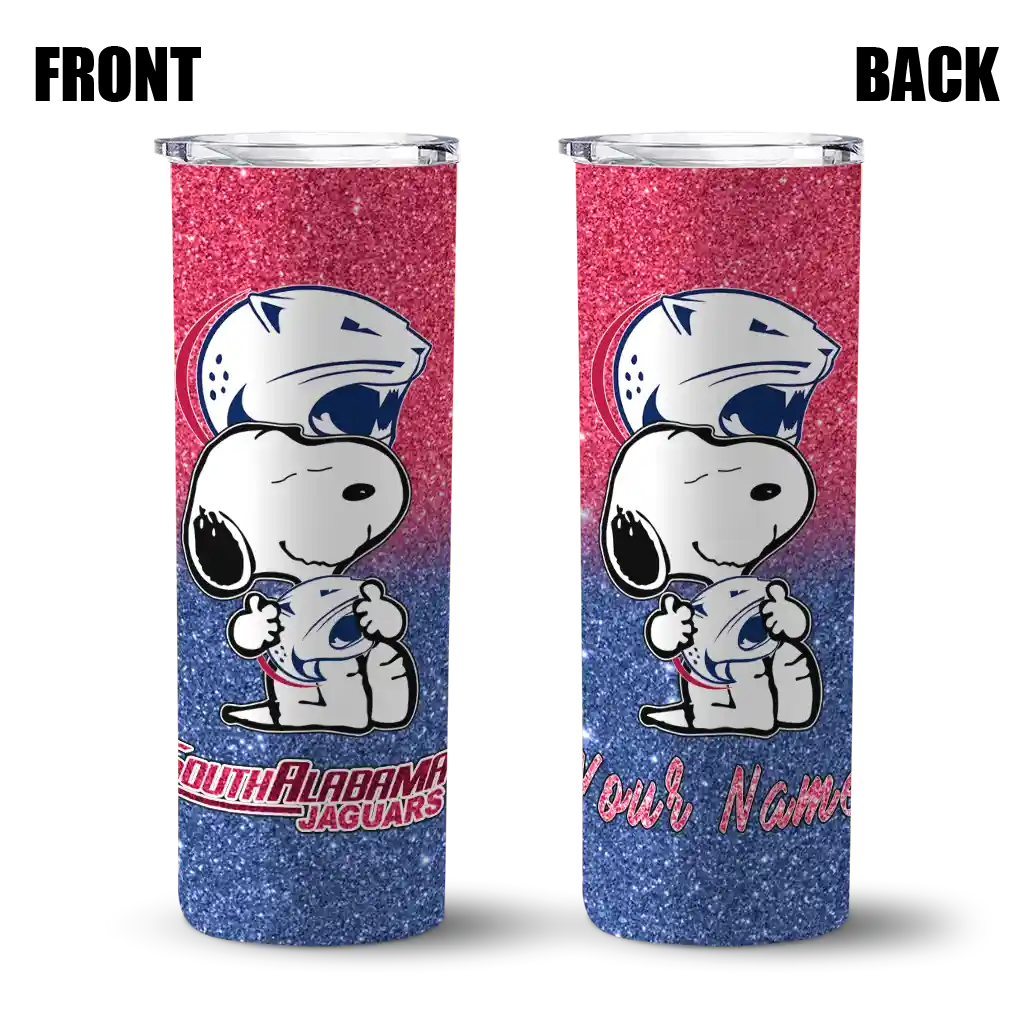 customized-south-alabama-jaguars-snoopy-attitude-blue-skinny-tumbler-fashion-forward.webp