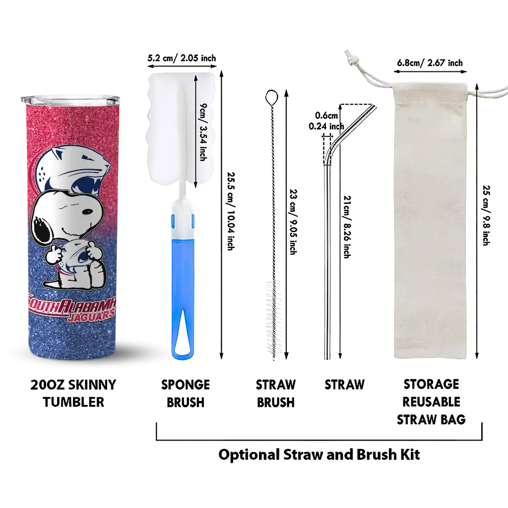 customized-south-alabama-jaguars-snoopy-attitude-blue-skinny-tumbler-new-arrival.webp