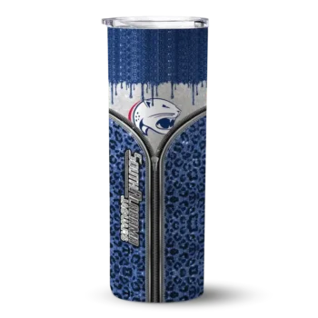 Customized South Alabama Jaguars Sparkle Drip Blue Skinny Tumbler