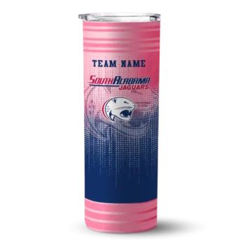 Customized South Alabama Jaguars Swirl Texture Blue Skinny Tumbler