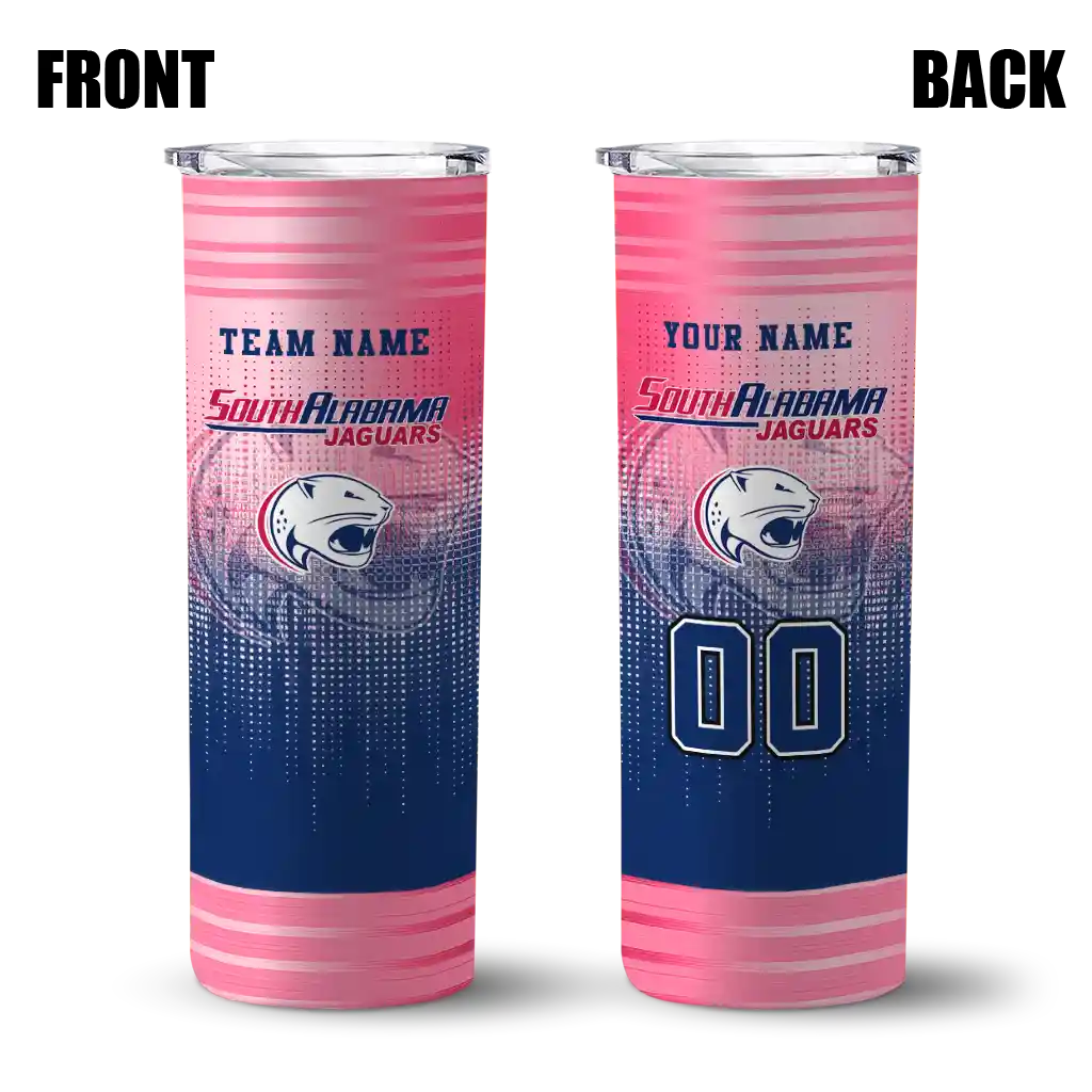 customized-south-alabama-jaguars-swirl-texture-blue-skinny-tumbler-fashion-forward.webp