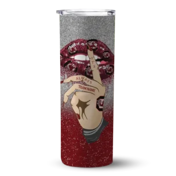 Customized South Carolina Gamecocks Sparkle Lips Garnet Skinny Tumbler
