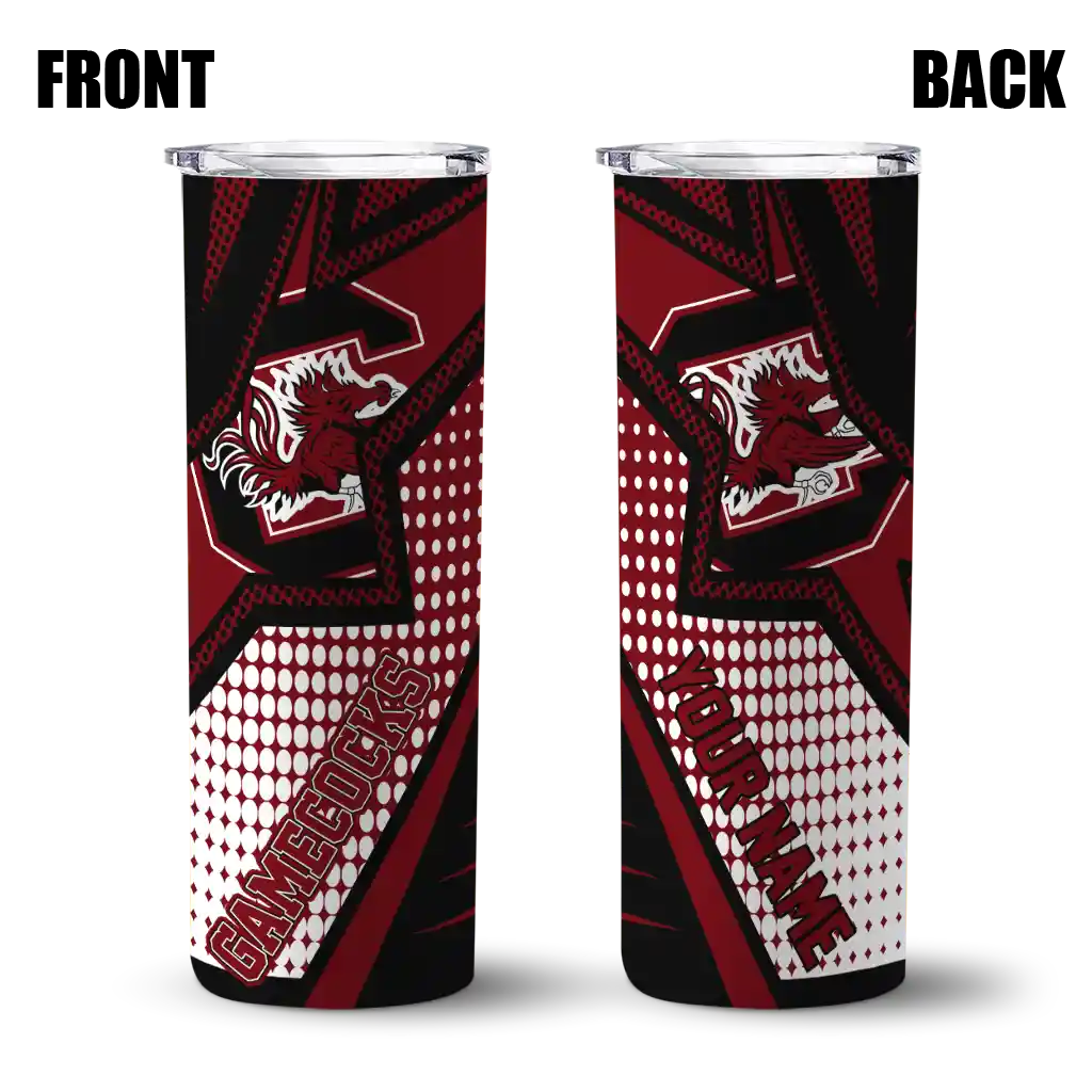 customized-south-carolina-gamecocks-web-stripes-garnet-white-skinny-tumbler-fashion-forward.webp