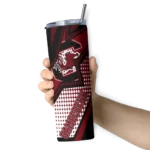 customized-south-carolina-gamecocks-web-stripes-garnet-white-skinny-tumbler-best-selling.webp