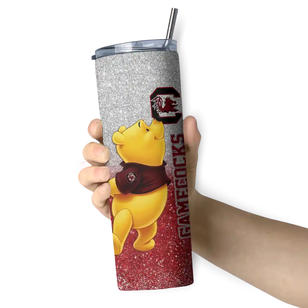customized-south-carolina-gamecocks-winnie-the-pooh-garnet-gray-skinny-tumbler-premium-grade.webp