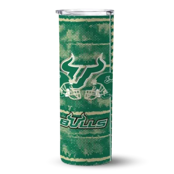 Customized South Florida Bulls Chevron Patch Green Skinny Tumbler
