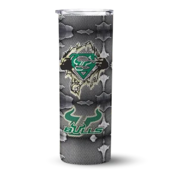 Customized South Florida Bulls Chevron V Green Gray Skinny Tumbler