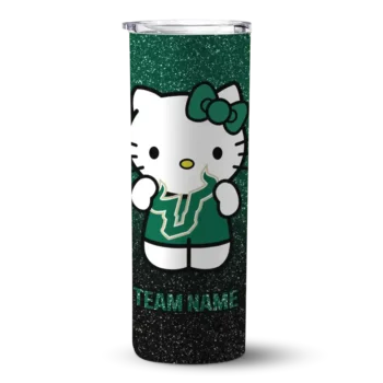 Customized South Florida Bulls Hello Kitty Green Black Skinny Tumbler