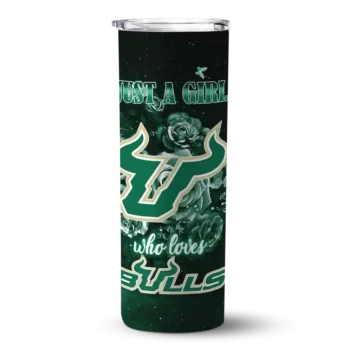 Customized South Florida Bulls Rose Romance Green Black Skinny Tumbler