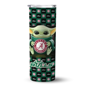 Customized South Florida Bulls Yoda Cozy Green Black Skinny Tumbler