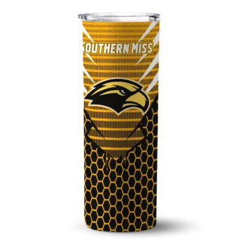 Customized Southern Miss Golden Eagles Chevron Stripes Black Skinny Tumbler