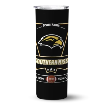Customized Southern Miss Golden Eagles Helmet Belt Black Skinny Tumbler
