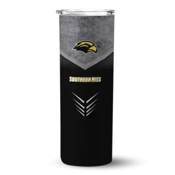 Customized Southern Miss Golden Eagles Hexagon Honeycomb Black Skinny Tumbler