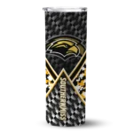 customized-southern-miss-golden-eagles-monogram-burst-black-white-skinny-tumbler-best-selling.webp