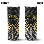 customized-southern-miss-golden-eagles-monogram-burst-black-white-skinny-tumbler-best-selling.webp