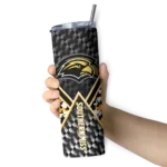 customized-southern-miss-golden-eagles-monogram-burst-black-white-skinny-tumbler-best-selling.webp