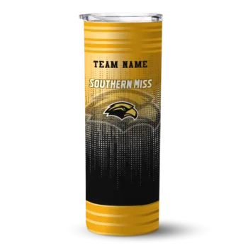 Customized Southern Miss Golden Eagles Swirl Texture Black Skinny Tumbler