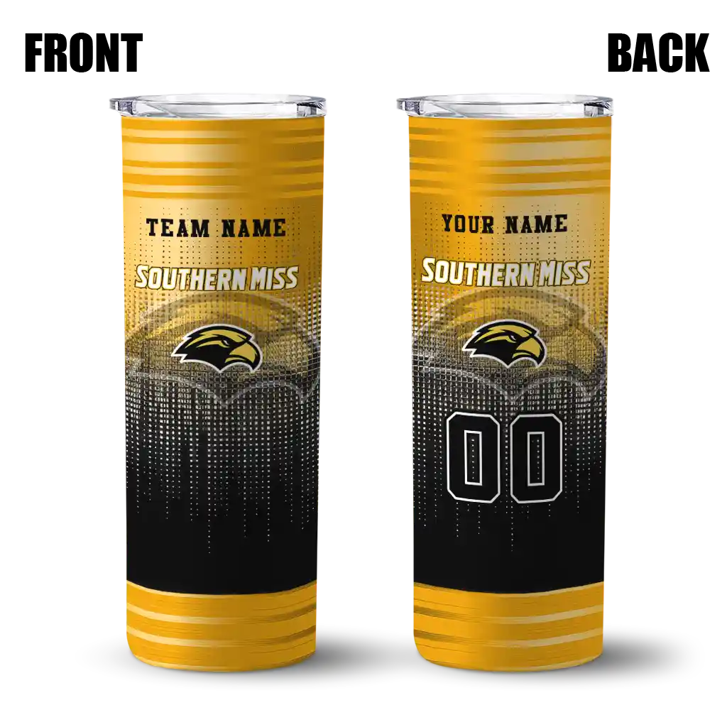 customized-southern-miss-golden-eagles-swirl-texture-black-skinny-tumbler-fashion-forward.webp