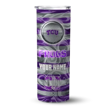 Customized TCU Horned Frogs Patterned Waves Purple Skinny Tumbler