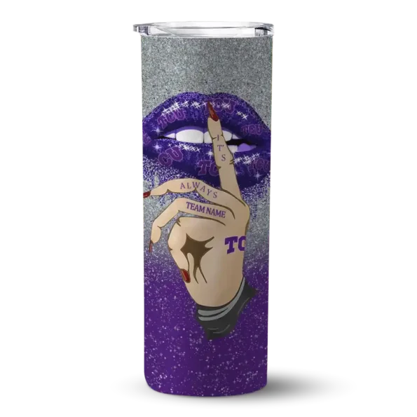 customized tcu horned frogs sparkle lips purple skinny tumbler best selling