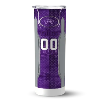 Customized TCU Horned Frogs Stacked Diamond Purple Skinny Tumbler