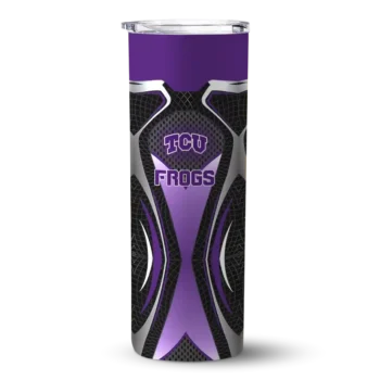 Customized TCU Horned Frogs Superman Emblem Purple Black Skinny Tumbler