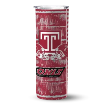 Customized Temple Owls Chevron Patch Red Skinny Tumbler