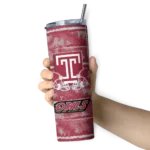 customized-temple-owls-chevron-patch-red-skinny-tumbler-best-selling.webp