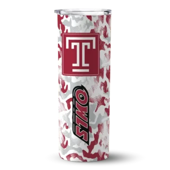 Customized Temple Owls Claw Marks Red White Skinny Tumbler