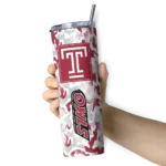 customized-temple-owls-claw-marks-red-white-skinny-tumbler-best-selling.webp