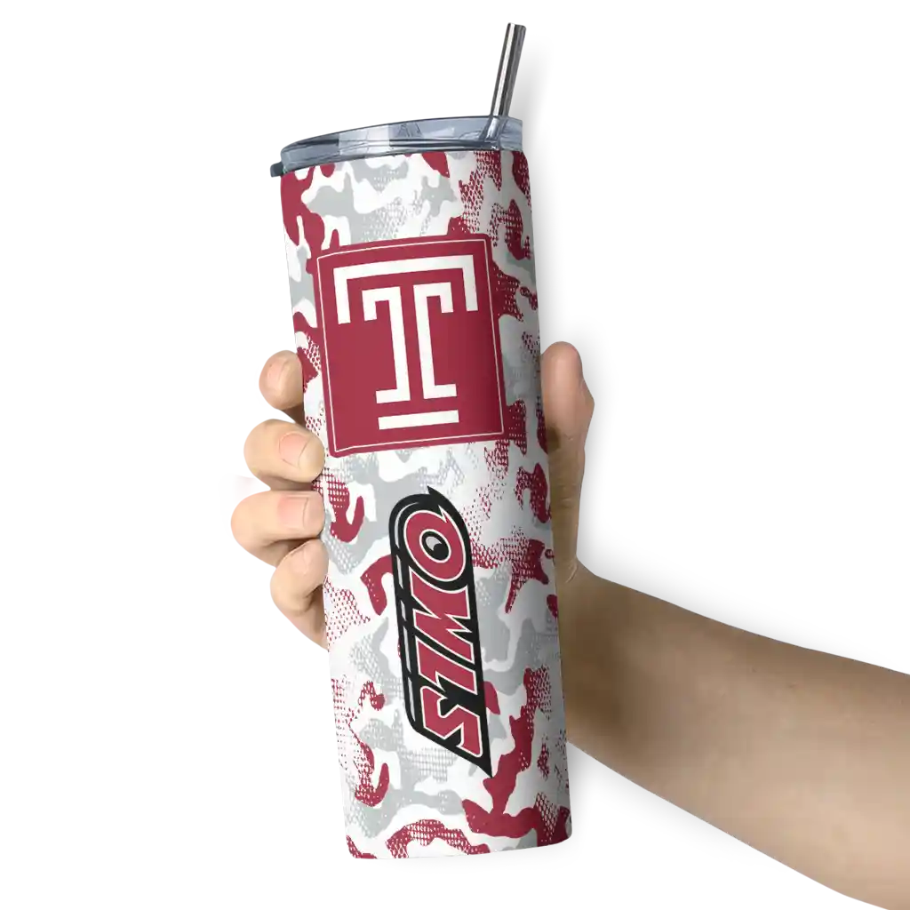 customized-temple-owls-claw-marks-red-white-skinny-tumbler-premium-grade.webp