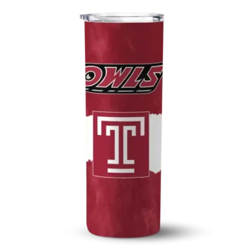 Customized Temple Owls Torn Band Red White Skinny Tumbler