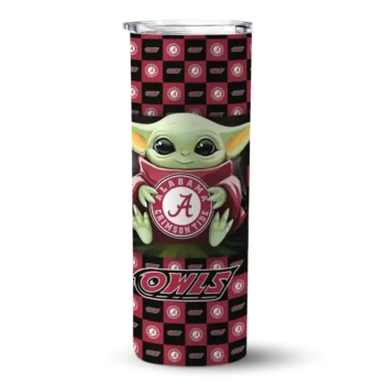 Customized Temple Owls Yoda Cozy Red Black Skinny Tumbler