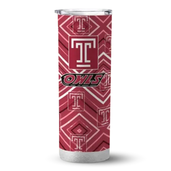 Customized Temple Owls Zipper Leopard Red Skinny Tumbler