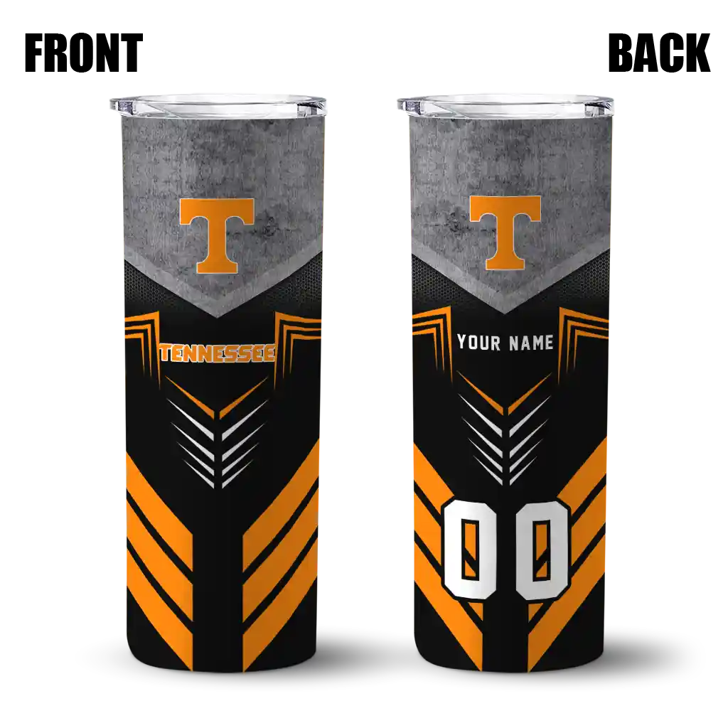 customized-tennessee-volunteers-hexagon-honeycomb-orange-black-skinny-tumbler-fashion-forward.webp