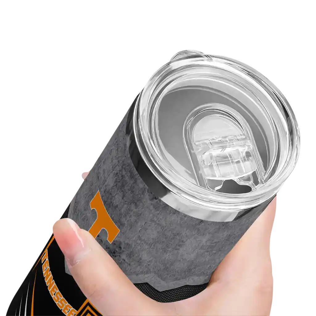 customized-tennessee-volunteers-hexagon-honeycomb-orange-black-skinny-tumbler-high-quality.webp