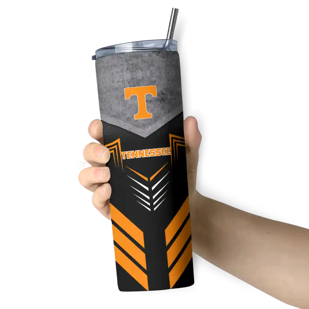 customized-tennessee-volunteers-hexagon-honeycomb-orange-black-skinny-tumbler-premium-grade.webp