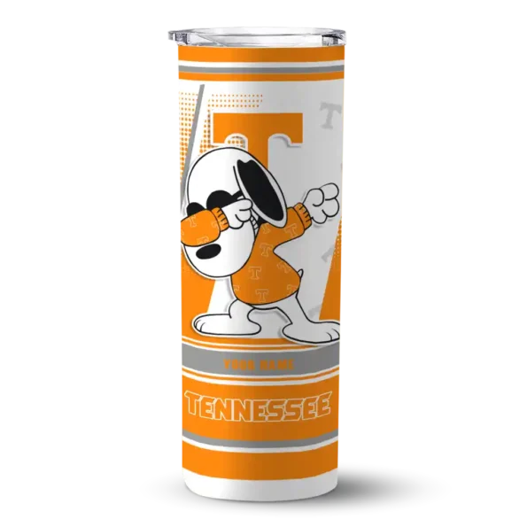 customized tennessee volunteers snoopy dog orange white skinny tumbler best selling 1