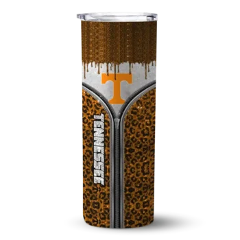 Customized Tennessee Volunteers Sparkle Drip Orange Skinny Tumbler