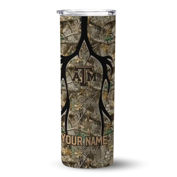 customized texas am aggies antler flow camo skinny tumbler best selling