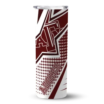 Customized Texas A&M Aggies Web Stripes Maroon White Skinny Tumbler