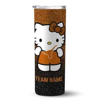 Customized Texas Longhorns Hello Kitty Orange Black Skinny Tumbler