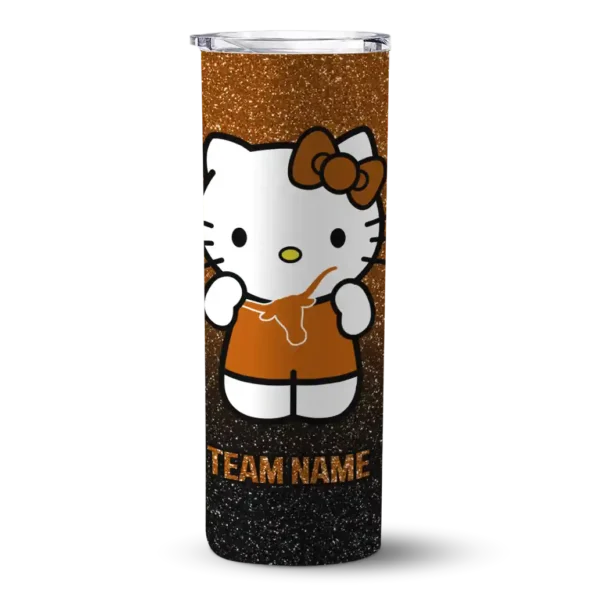 customized texas longhorns hello kitty orange black skinny tumbler best selling