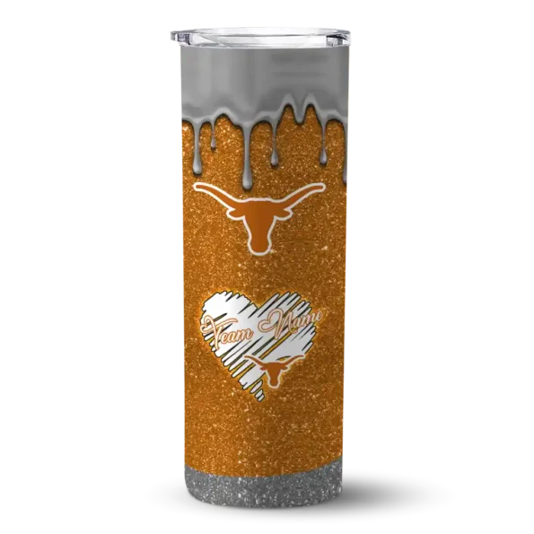 customized texas longhorns pixel fade orange skinny tumbler best selling